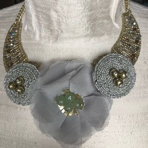 Grey floral bead necklace
